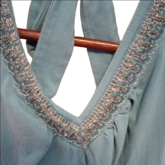 a.n.a Teal Embellished Halter Tank Top - Picture 3 of 7